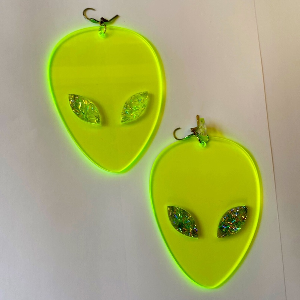 4” Marina fini alien neon glow earrings